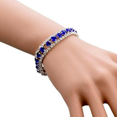 Armbandje zilver met blauwe strass