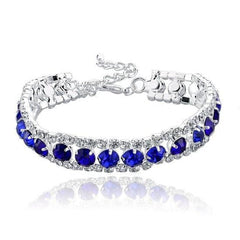 Armbandje zilver met blauwe strass