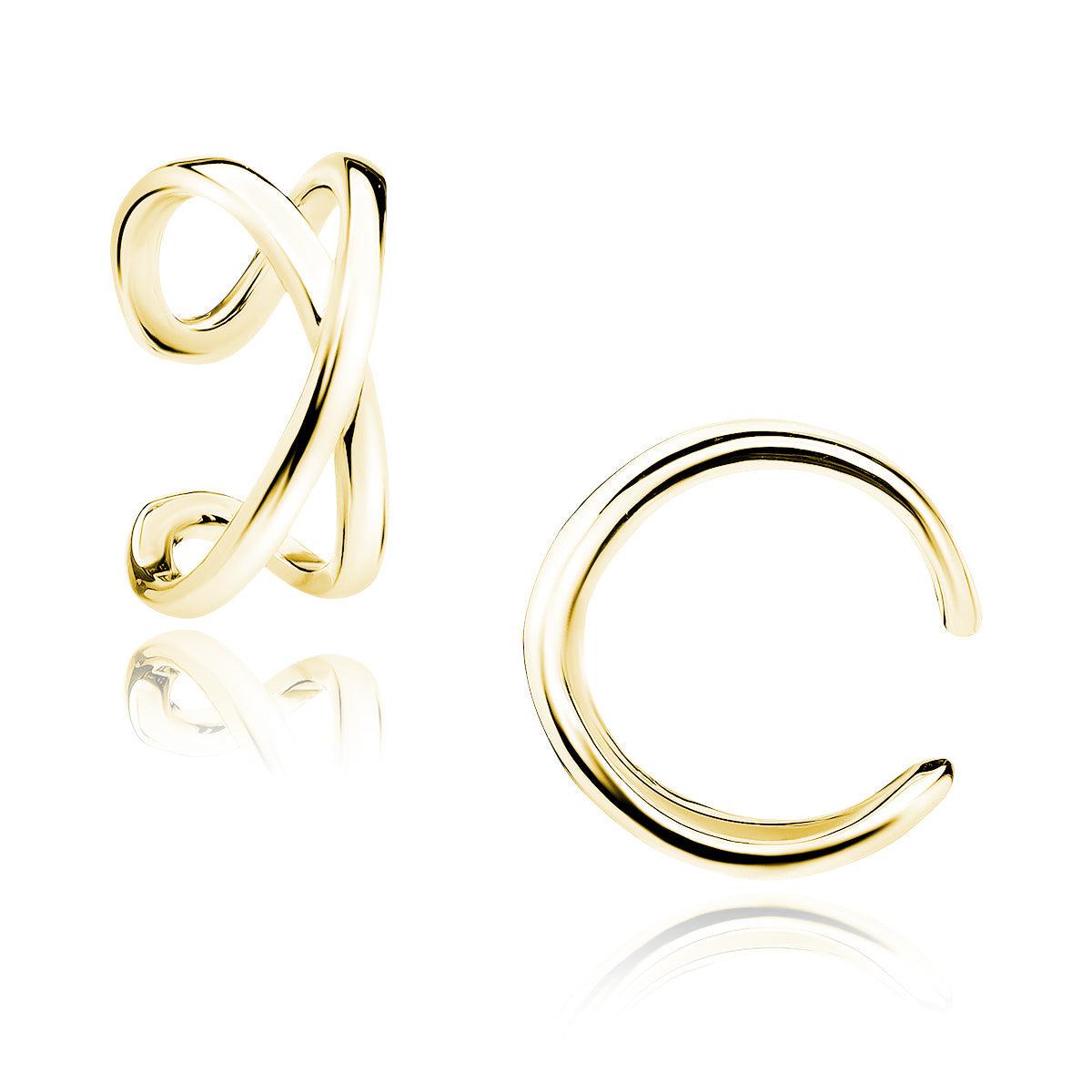 Goldplated earcuff dubbel gekruist