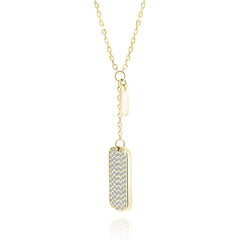 Goldplated ketting dogtag met zirkonia