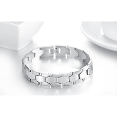 Heren armband hexagon rvs