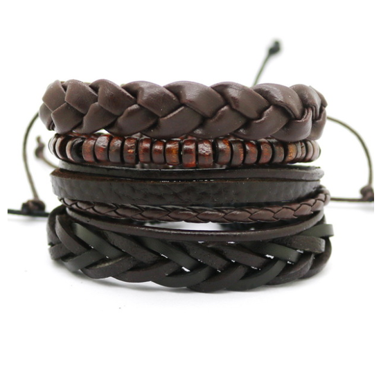 Leren armband 4 laags