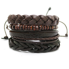 Leren armband 4 laags