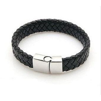 Leren heren armband zwart