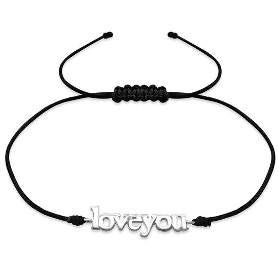 Love you armband koord 925 zilver