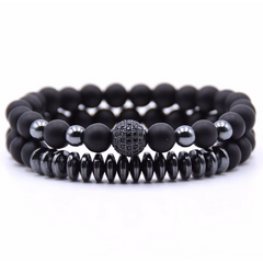 Natuursteen heren armband set zwart