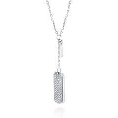 Zilveren ketting dogtag met zirkonia