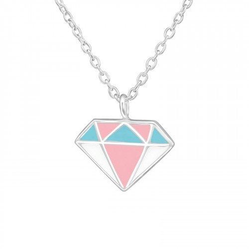 Zilveren kinderketting diamant