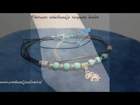 Tibetaans enkelbandje turquoise kralen