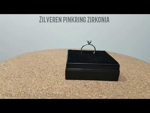 Zilveren pinkring Zirkonia